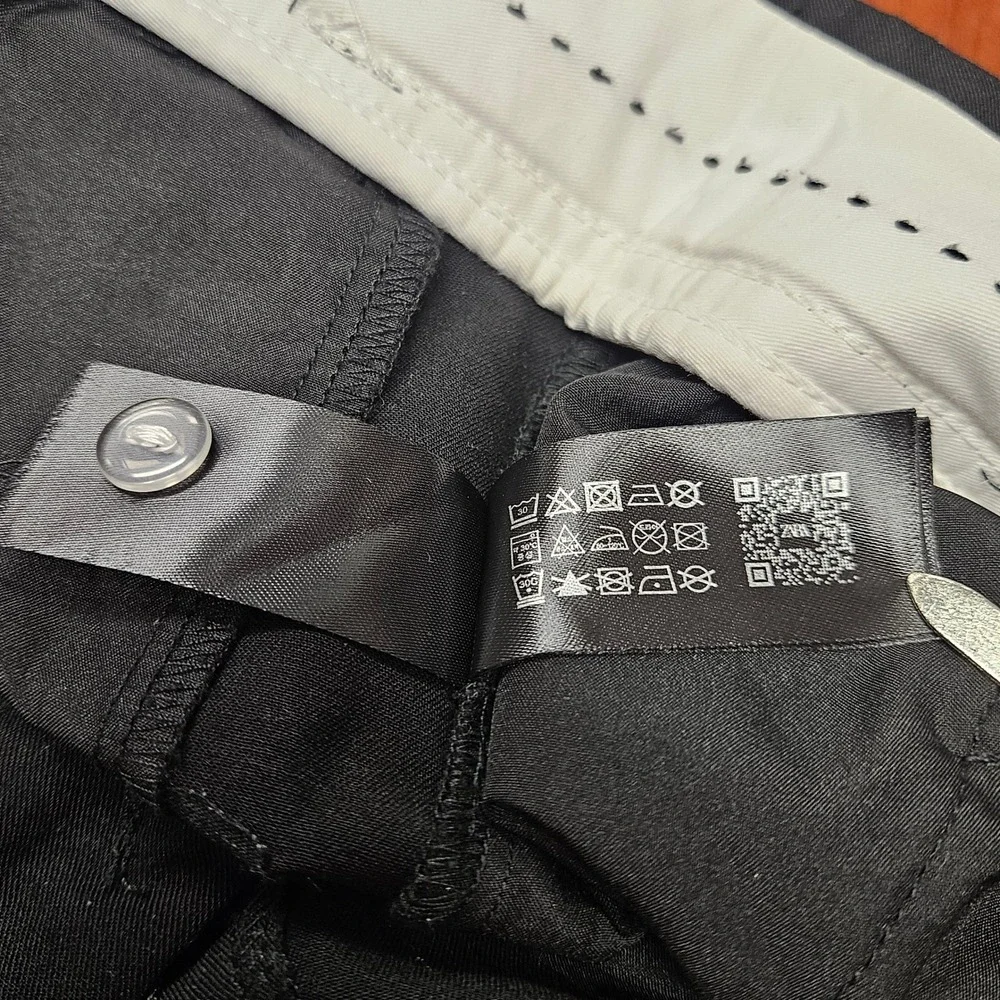 Zara Black Wide Straight Leg Trousers Dress Pants 28/31 Size Medium - Picture 9 of 14